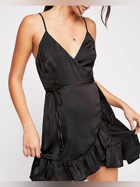 Intimately Free People All My Love Shine Wrap Slip Dress - Black - XL
